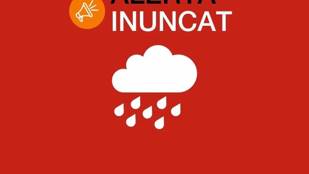 Archivo - Imagen de la alerta Inuncat por intensidad de lluvias