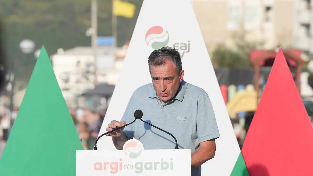 El presidente del PNV, Aitor Esteban, en el tradiciional arranque del curso pol&iacute;tico  celebrado en el Malec&oacute;n de Zarautz