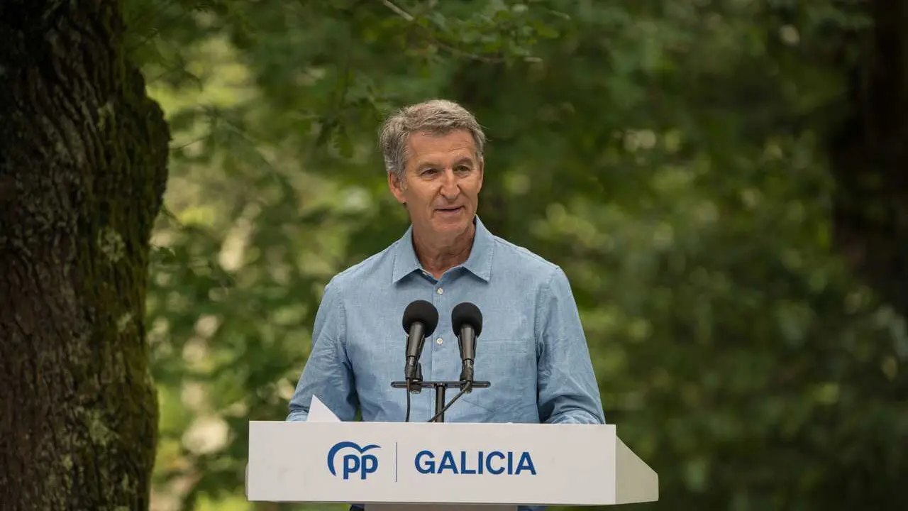 El presidente del Partido Popular, Alberto N&uacute;&ntilde;ez Feij&oacute;o, durante el acto de apertura del curso pol&iacute;tico del PP, a 29 de agosto de 2026, en Cerdedo-Cotobade, Pontevedra, Galicia (Espa&ntilde;a). 