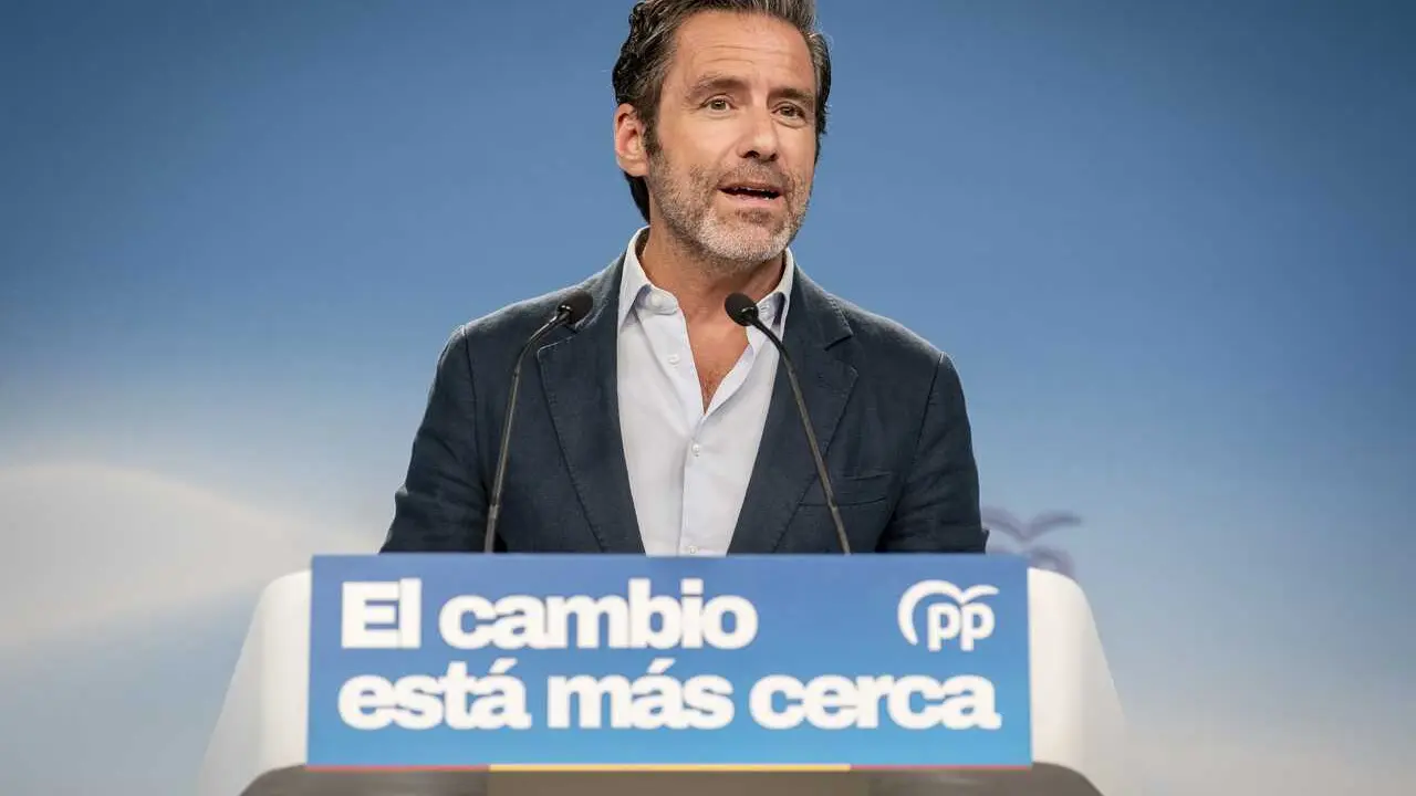 El portavoz nacional del Partido Popular, Borja S&eacute;mper, durante una rueda de prensa en la sede del Partido Popular, a 31 de agosto de 2026, en Madrid (Espa&ntilde;a).