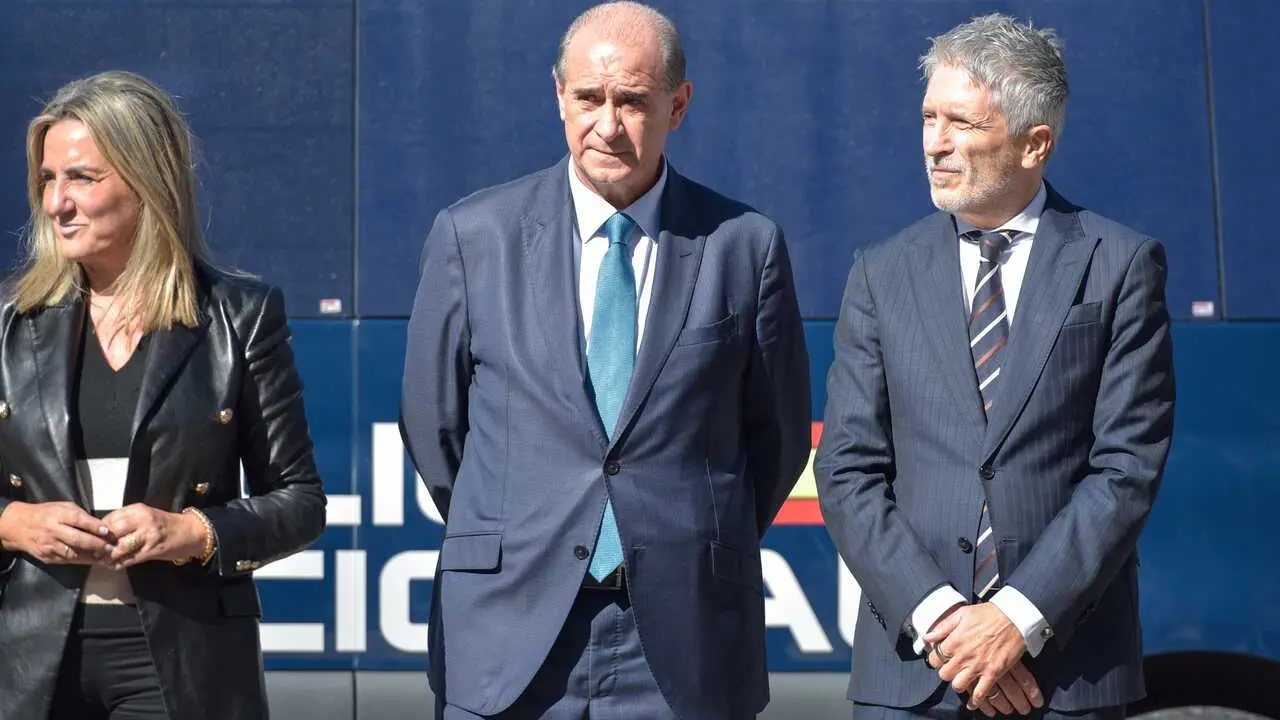 Archivo - El director general de la Polic&iacute;a, Francisco Pardo, y el ministro del Interior, Fernando Grande-Marlaska