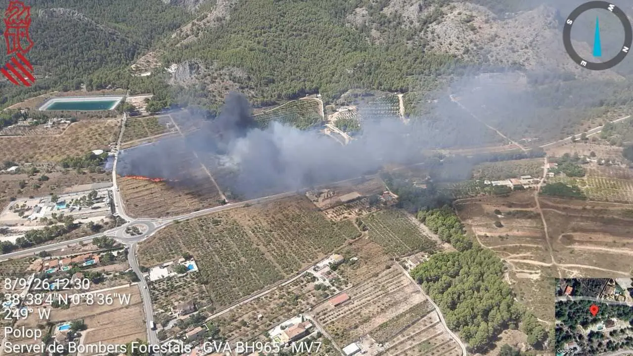Imagen del incendio de Polop