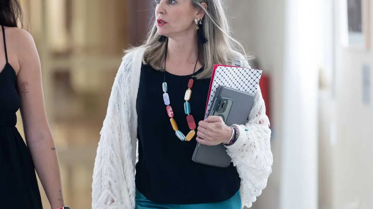 La portavoz de Sumar en el Congreso, Ver&oacute;nica Barbero, a su llegada a la Junta de Portavoces en el Congreso de los Diputados, en la sala Mariana Pineda, a 8 de septiembre de 2026, en Madrid (Espa&ntilde;a).