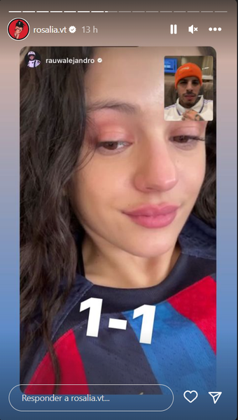 Rosalía y Rauw Alejandro en videollamada duran el clásico - Instagram de Rosalía