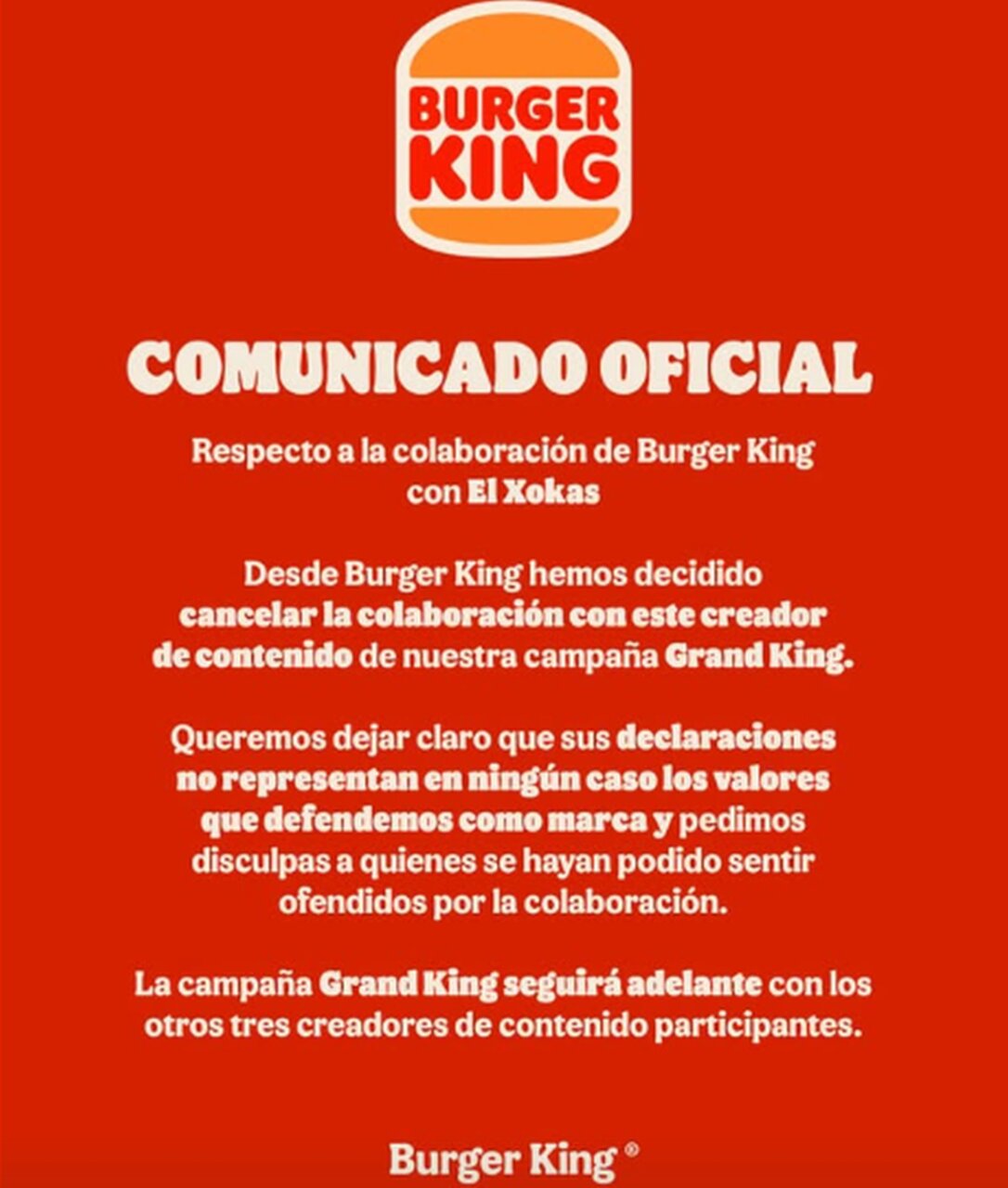 Comunicado de BK de la retirada de campaña con el Xokas